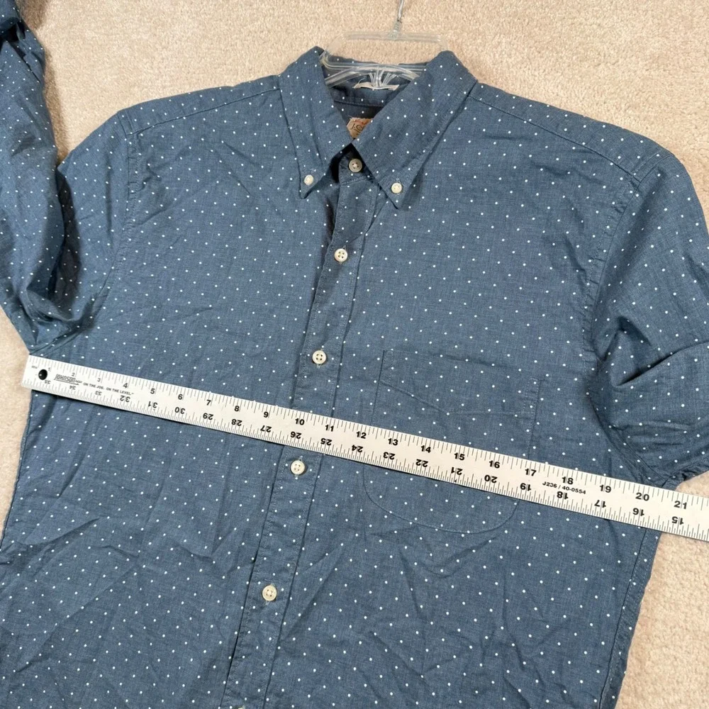 J. Crew Secret Wash Slim Fit Men's Blue White Polka Dot Button Down Shirt Medium